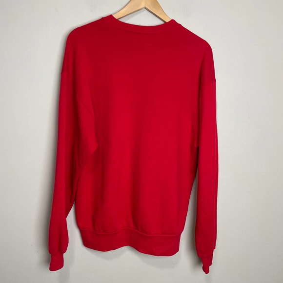 Vintage Jerzees Blank Long Sleeve Crew Neck Made in USA Red L - Picture 2 of 6